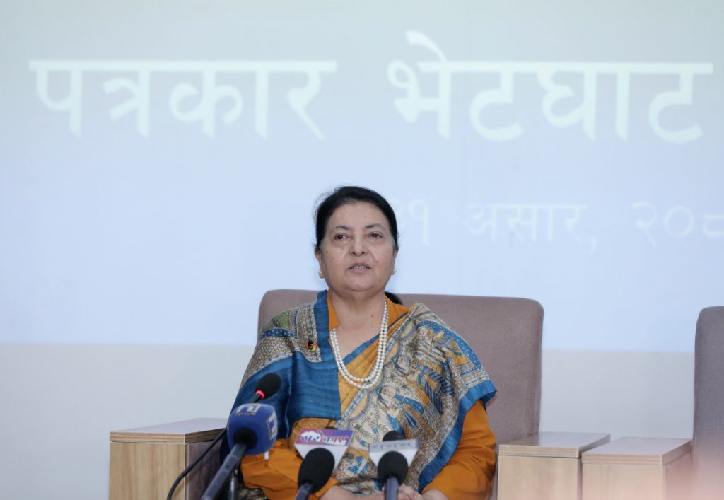 पूर्वराष्ट्रपति भण्डारीले भोली (शुक्रबार) पत्रकार सम्मेलन गर्ने