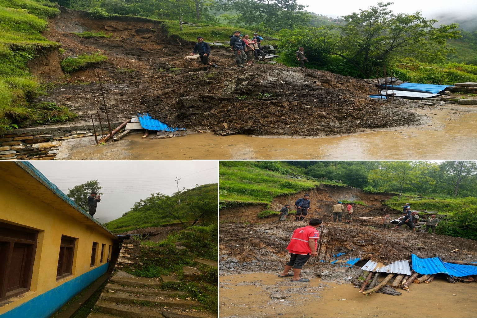 हिमशिखर विद्यालय माथि पहिरोको जोखिम बढ्दो, दीर्घकालीन समाधानको माग