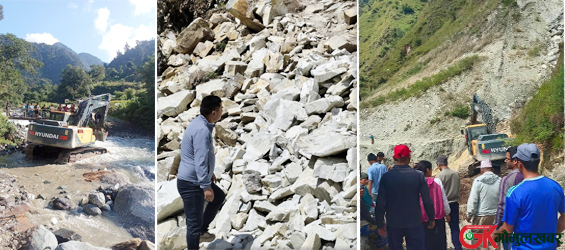 तीन महिनादेखि अवरुद्ध मार्तडी-कोल्टी सडक सञ्चालन हुदैं