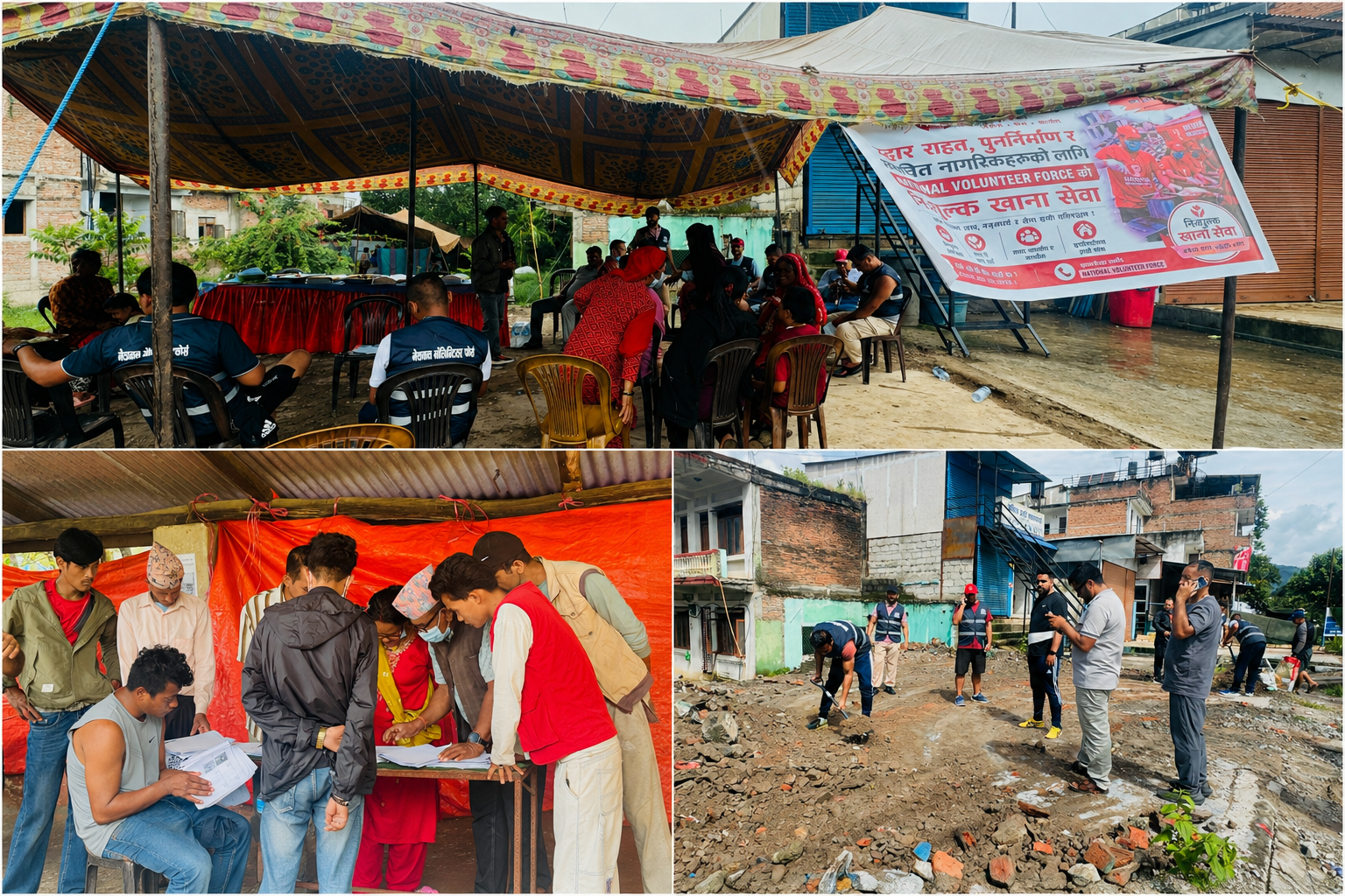 शव कुर्नेदेखि राहत खोज्नेसम्मका पीडितका लागि ‘नेशनल भोलेन्टियर फोर्स’को निःशुल्क खाना सेवा