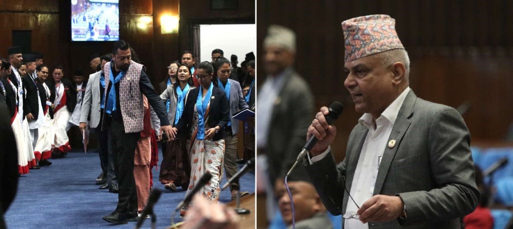 निलो रिबन लगाएर संसद् पसेका रास्वपा सांसदलाई निष्कासन गर्न कांग्रेसको माग