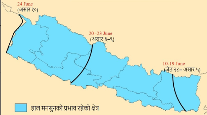 देशभर फैलियो मनसुन तर तत्काल छैन झरीको सम्भावना